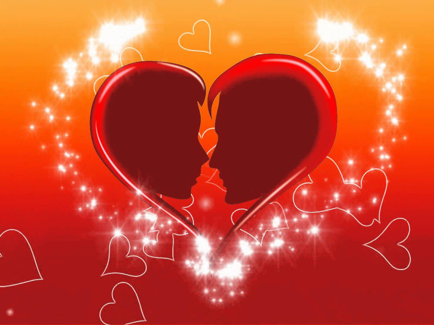 Образы влюбленной пары в сердце 