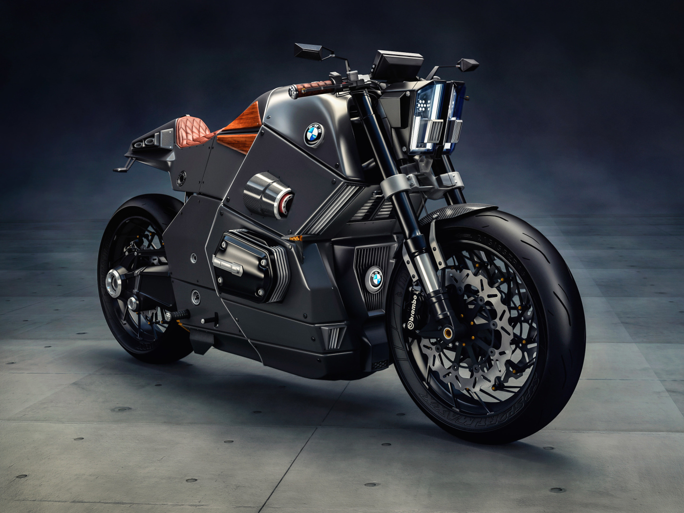 Стильный черный мотоцикл BMW Urban Racer