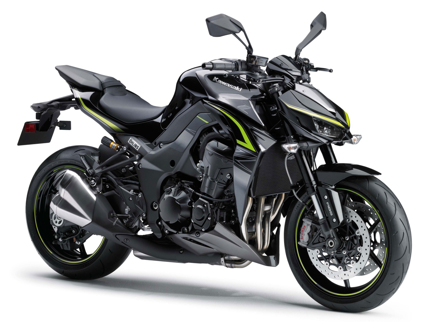 Стильный  черный мотоцикл Kawasaki Z1000R, 2017