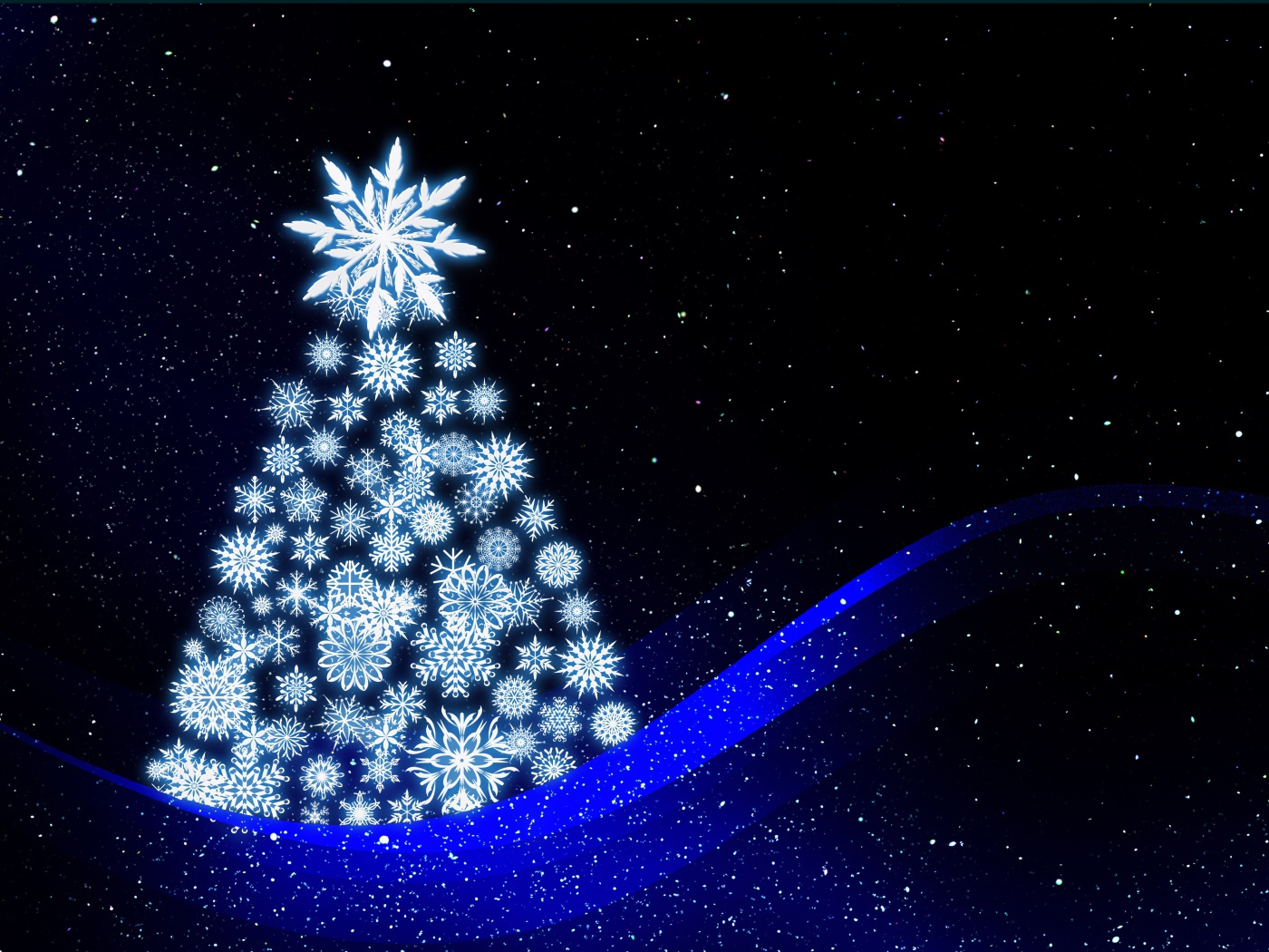 Новогодняя елка из белых снежинок арт