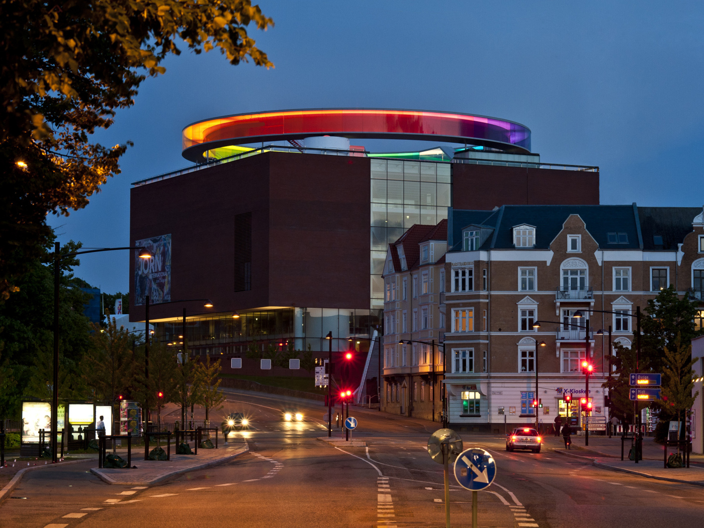 Панорама вечернего города Орхус, Дания