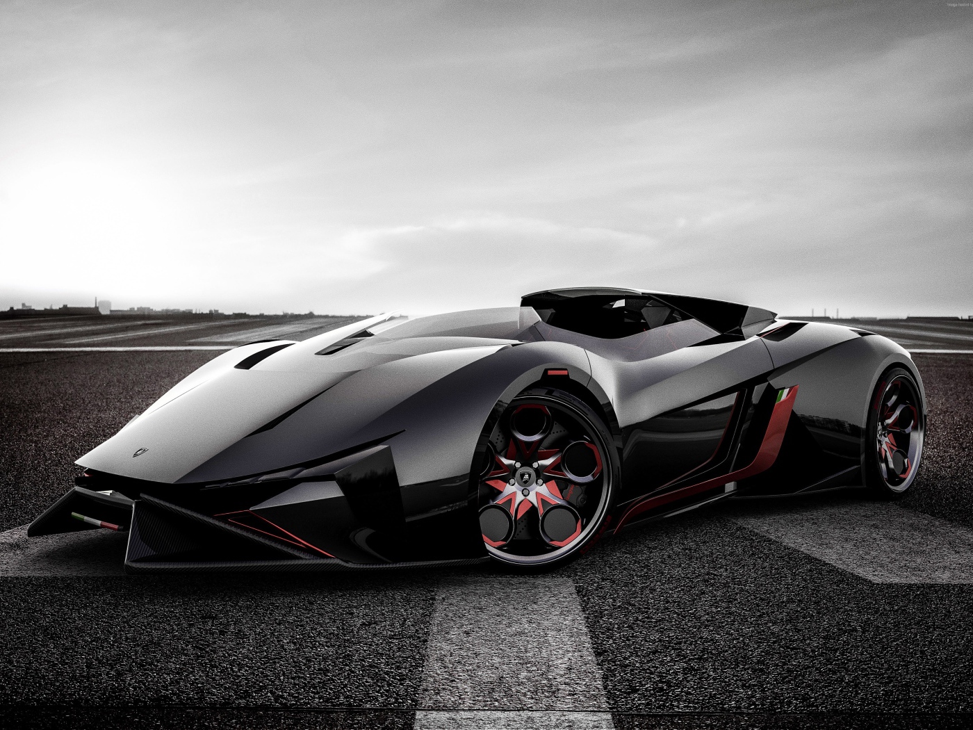 Стильный черный электромобиль Lamborghini Diamante