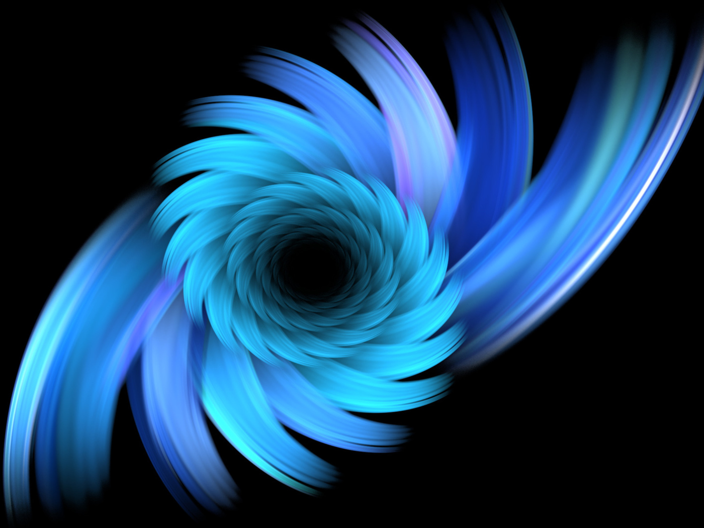 Голубой спиральный рисунок на черном фоне