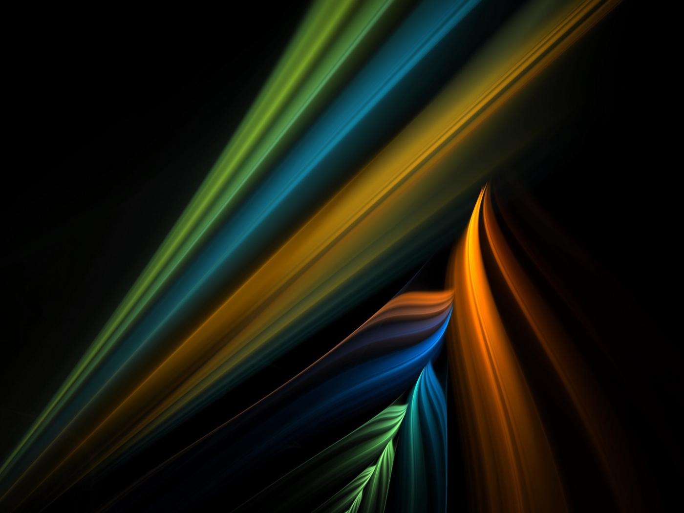 Разноцветные абстрактные линии на черном фоне