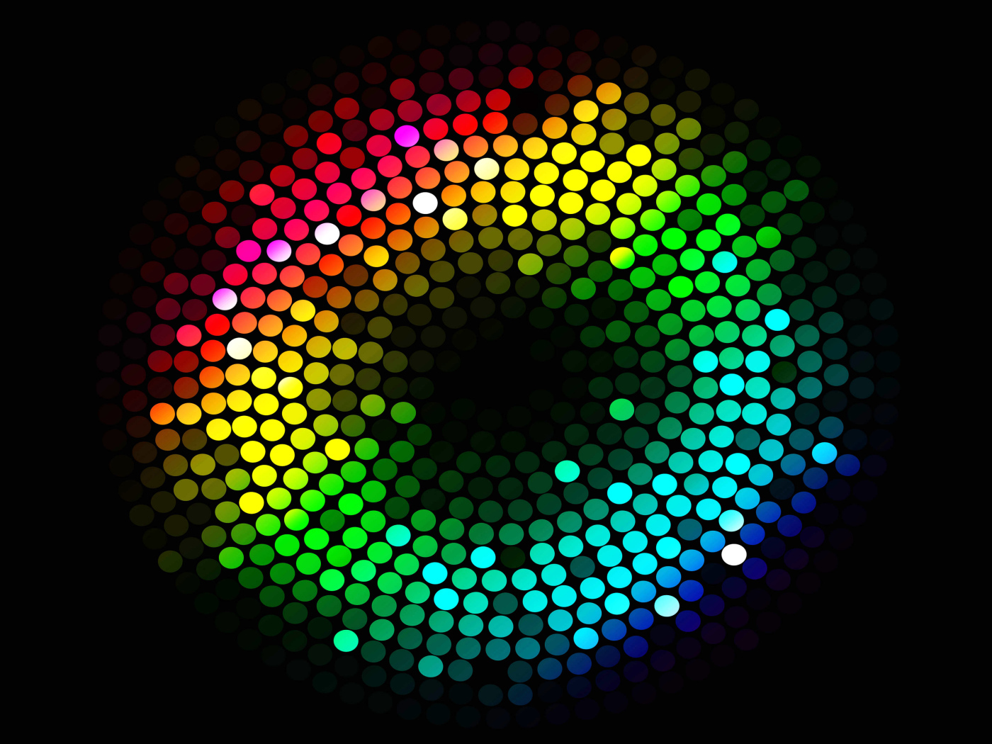 Multicolored circles on a black background 3d graphics