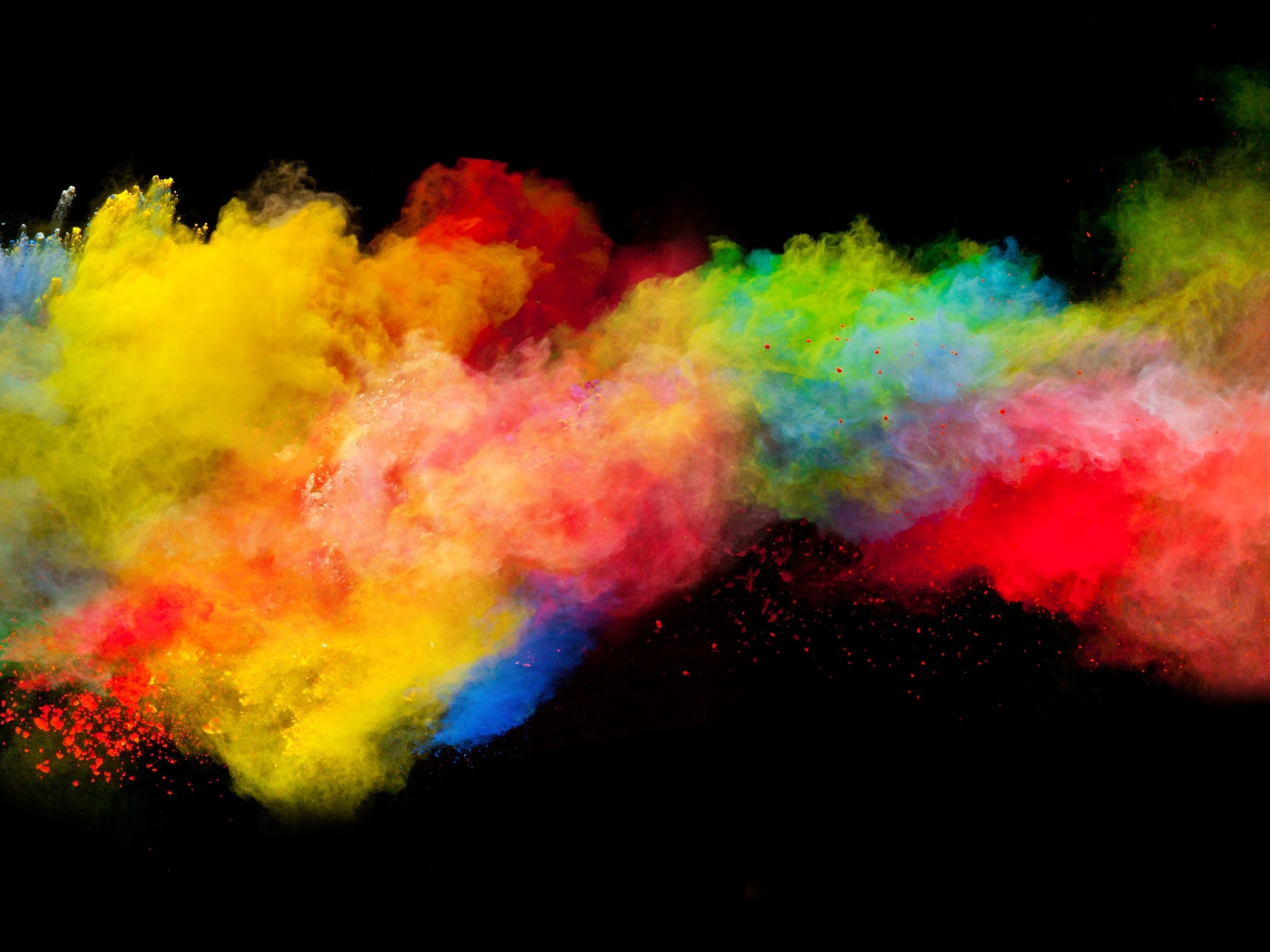 Разноцветный дым на черном фоне, 3д графика