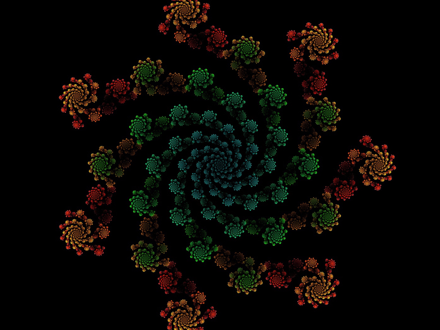 Узорный фрактальный рисунок на черном фоне