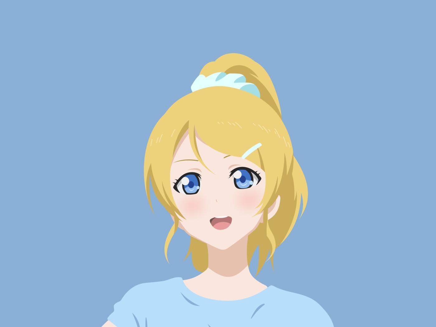 Голубоглазая девушка аниме с желтыми волосами