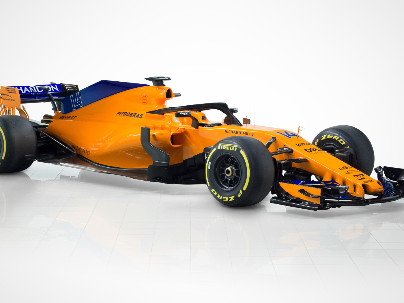 Racing car McLaren MCL33 F1, 2018 on a gray background