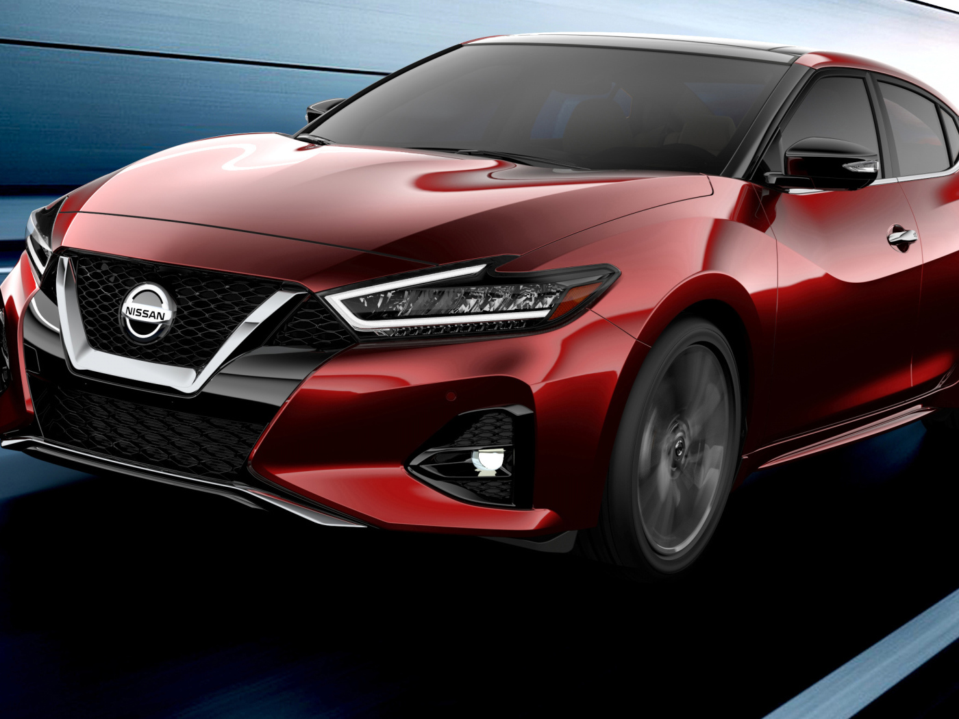 Красный стильный автомобиль  Nissan Maxima, 2019