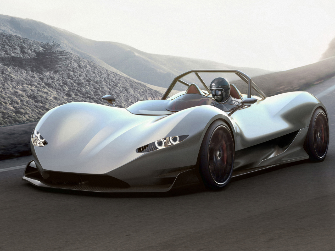 Серебристый спортивный автомобиль Aznom SerpaS, 2018