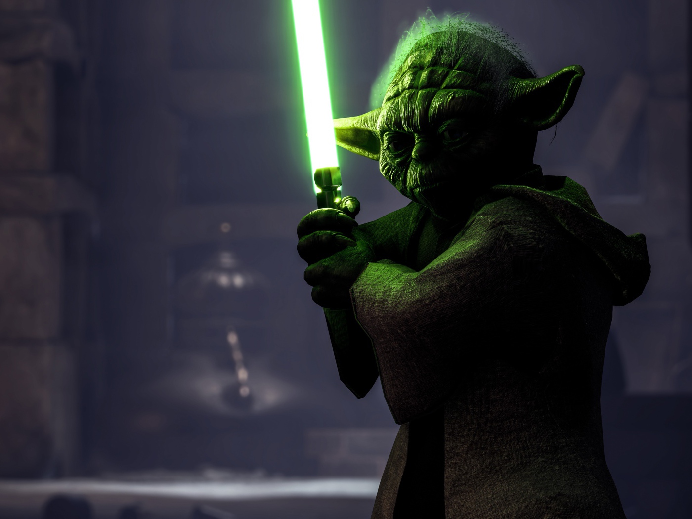Master Yoda with a laser sword