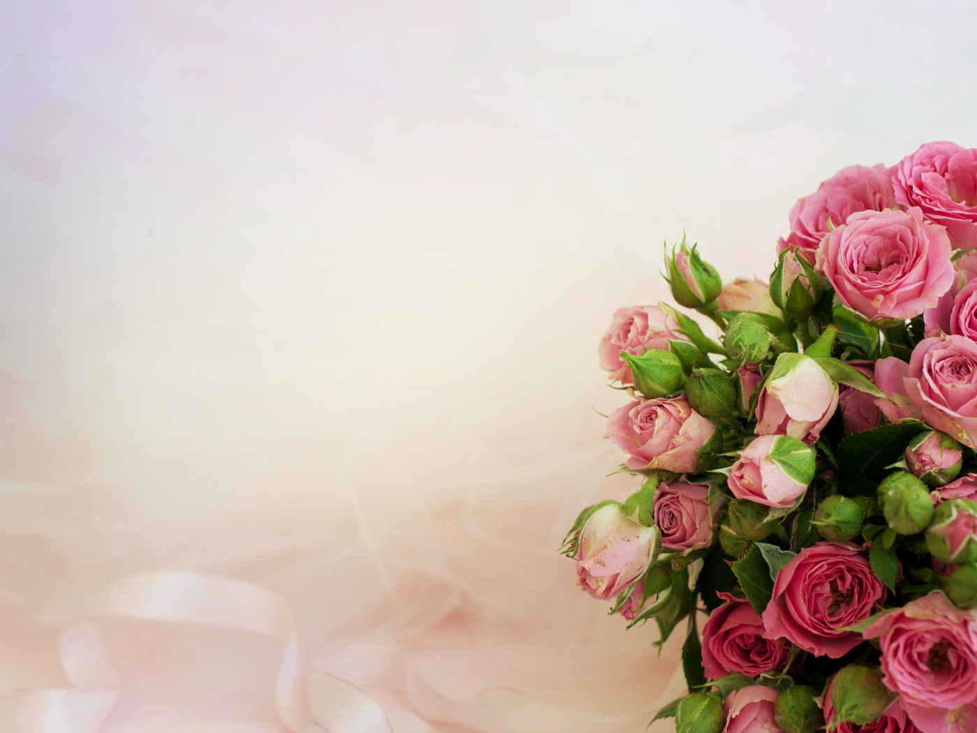 Букет розовых роз, шаблон для открытки 