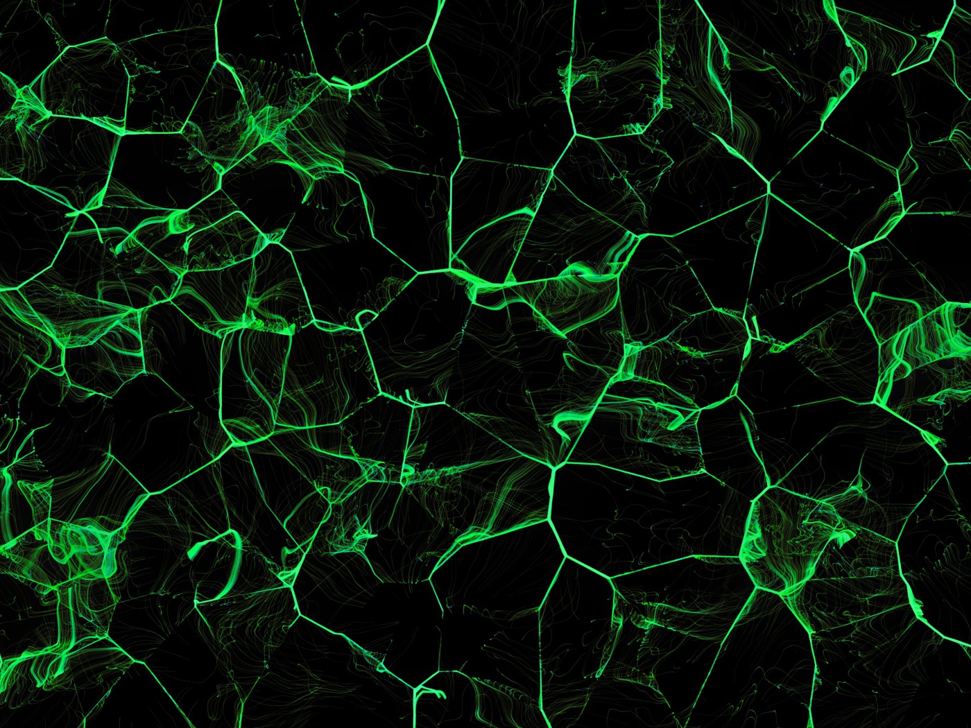 Зеленые абстрактные линии на черном фоне