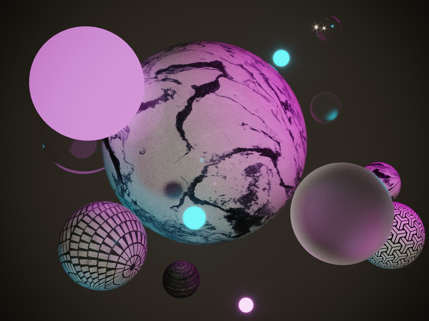 Большие шары разного размера в воздухе