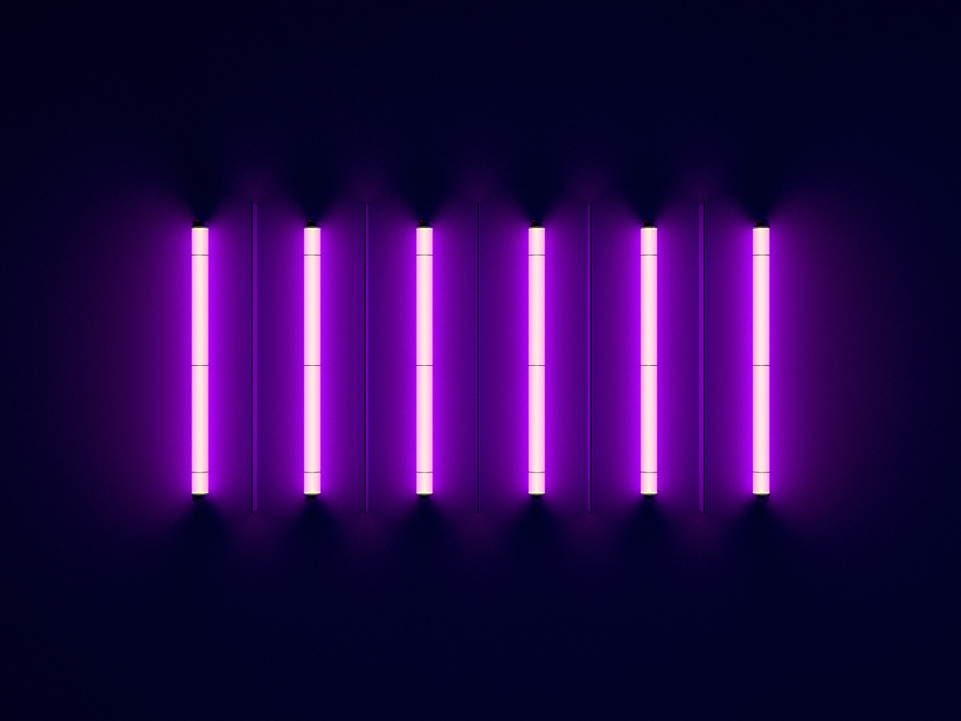 Неоновые светящиеся лампы на синем фоне