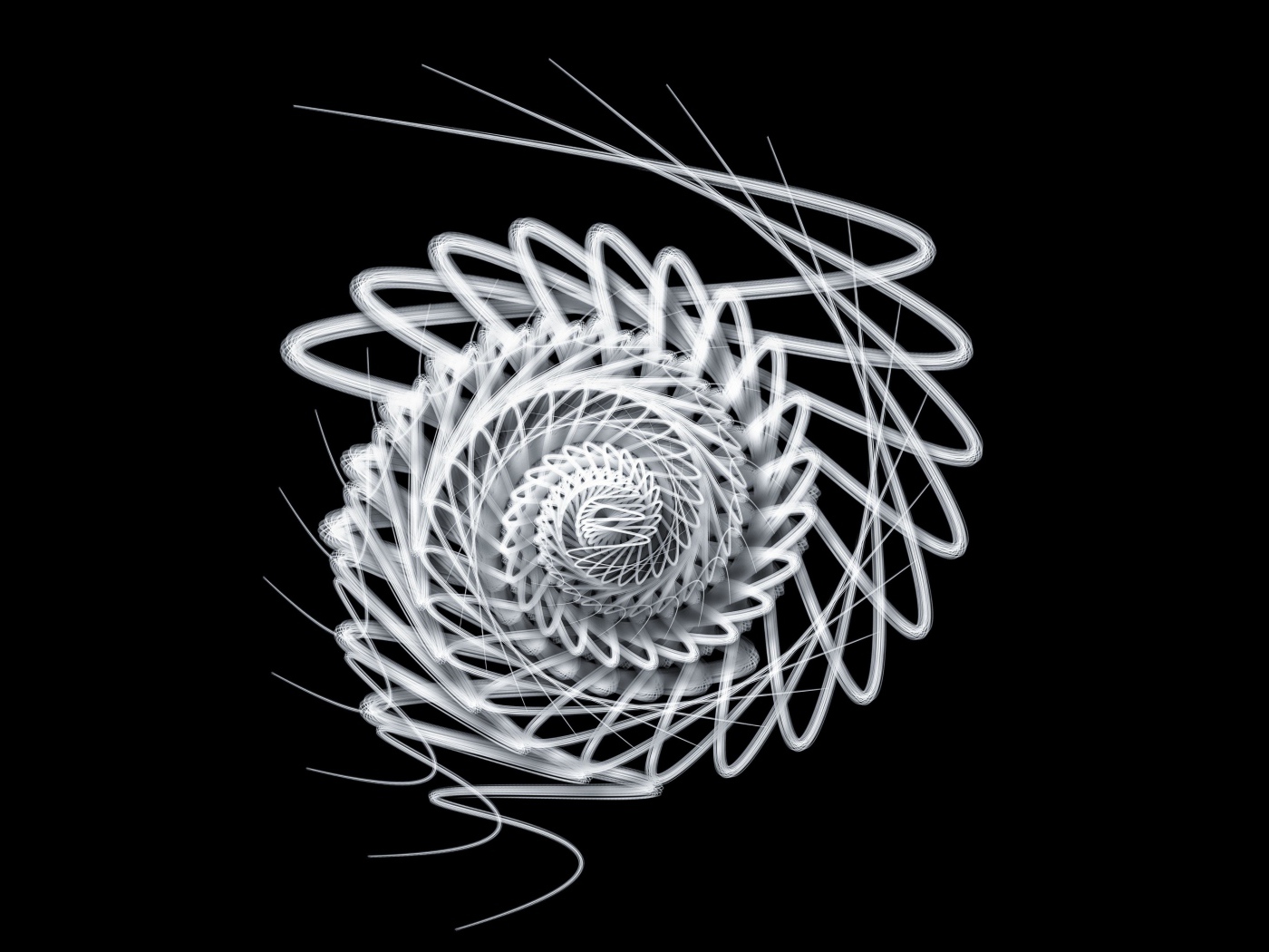 Белая спираль на черном фоне