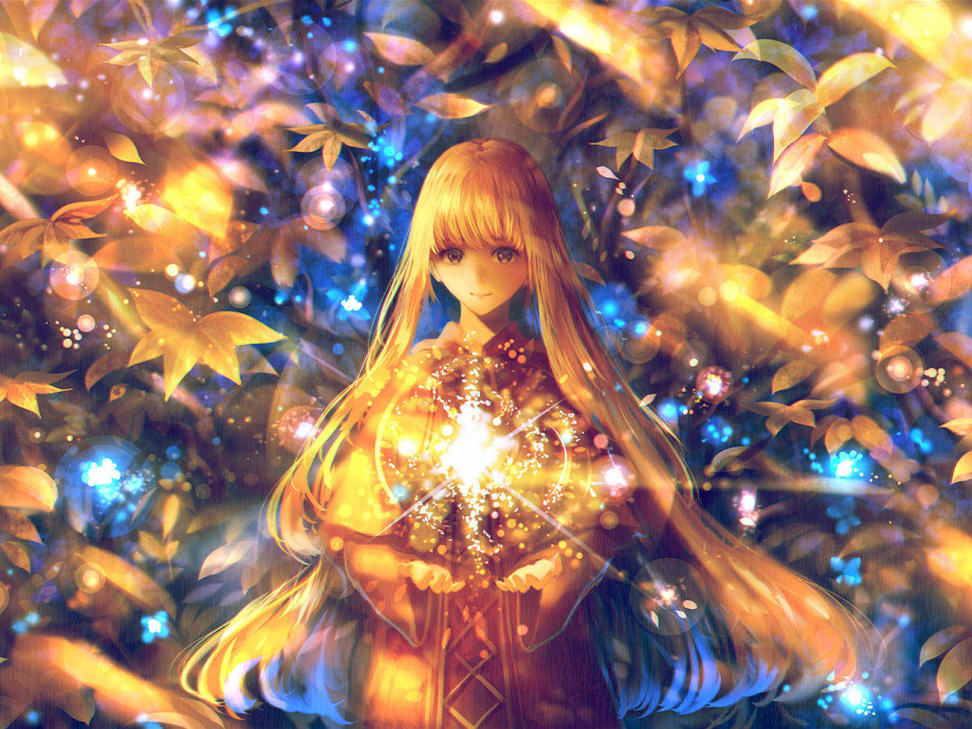 Фантастическая длинноволосая девушка со звездой в руках 