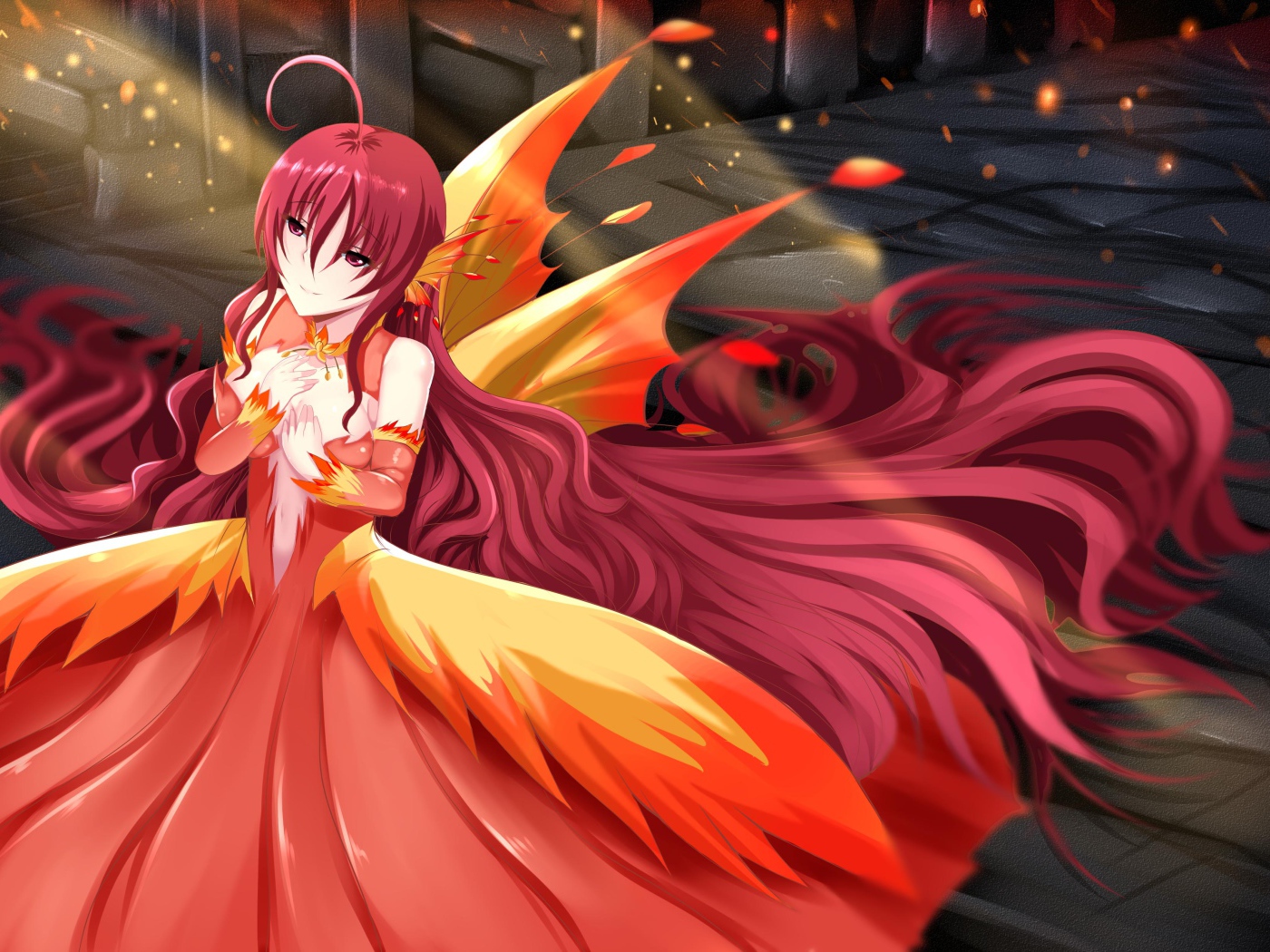 Девушка с длинными розовыми волосами аниме Оригинал