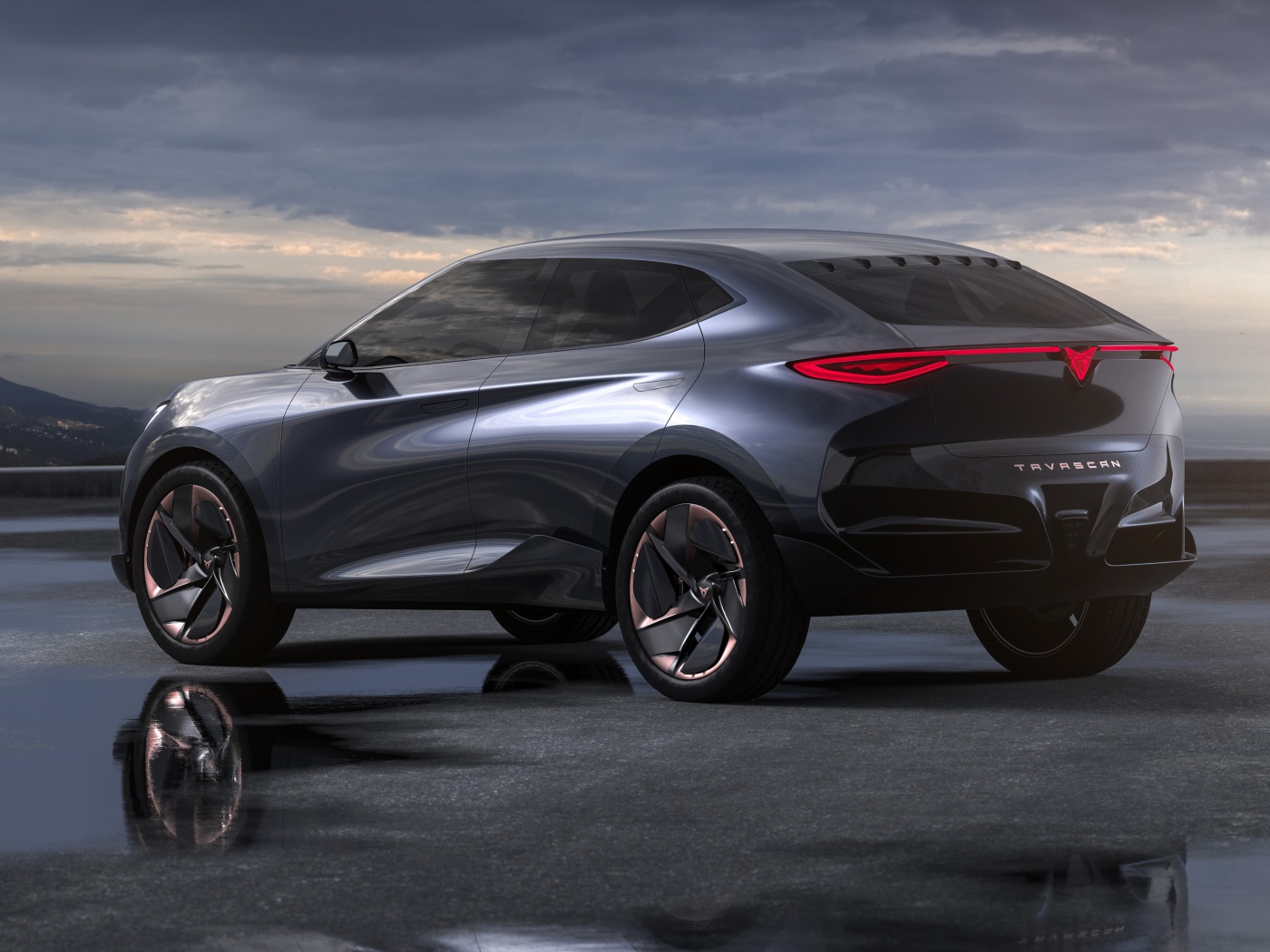 Автомобиль Cupra Tavascan Concept 2019 года вид сзади