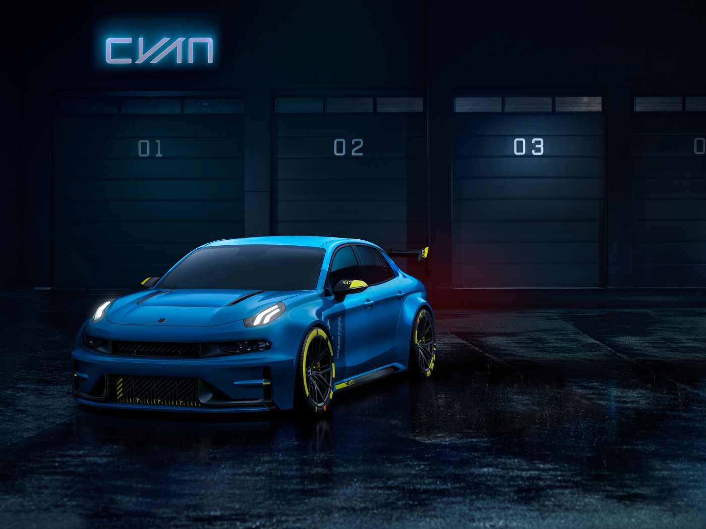 Синий автомобиль Lynk & Co 03 TCR, 2019 года 