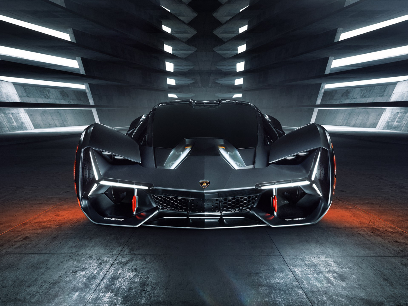 Дорогой спортивный автомобиль Lamborghini Terzo Millennio 2019 года вид спереди