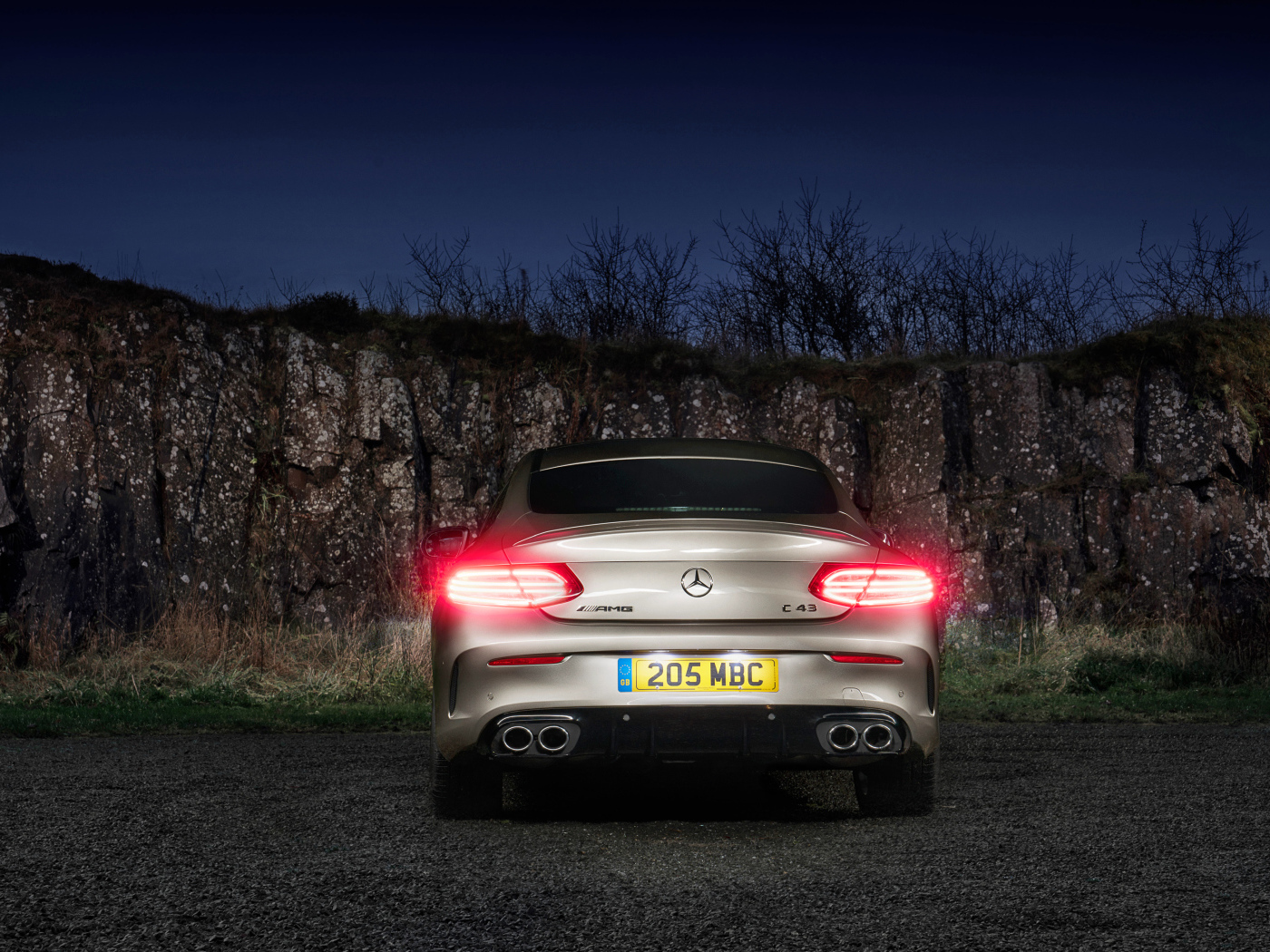 Автомобиль Mercedes-AMG C 43, 2019  года вид сзади