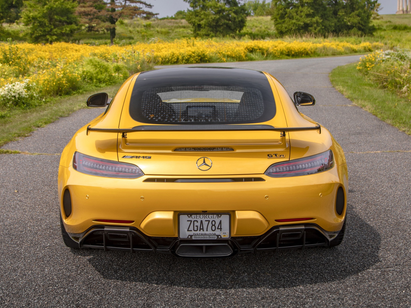 Yellow Mercedes-AMG GT R 2020 car rear view