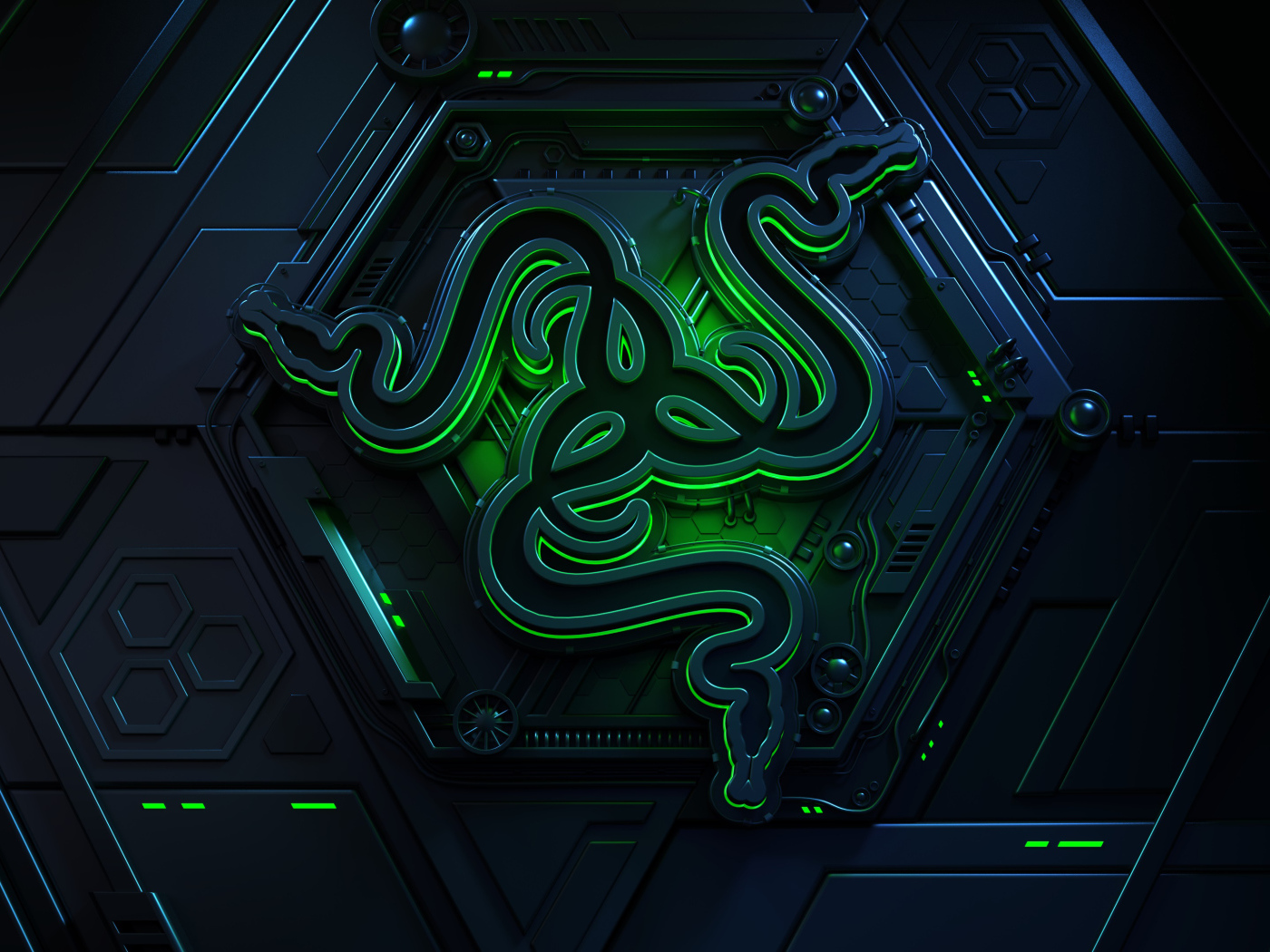Логотип компании  Razer на черном фоне