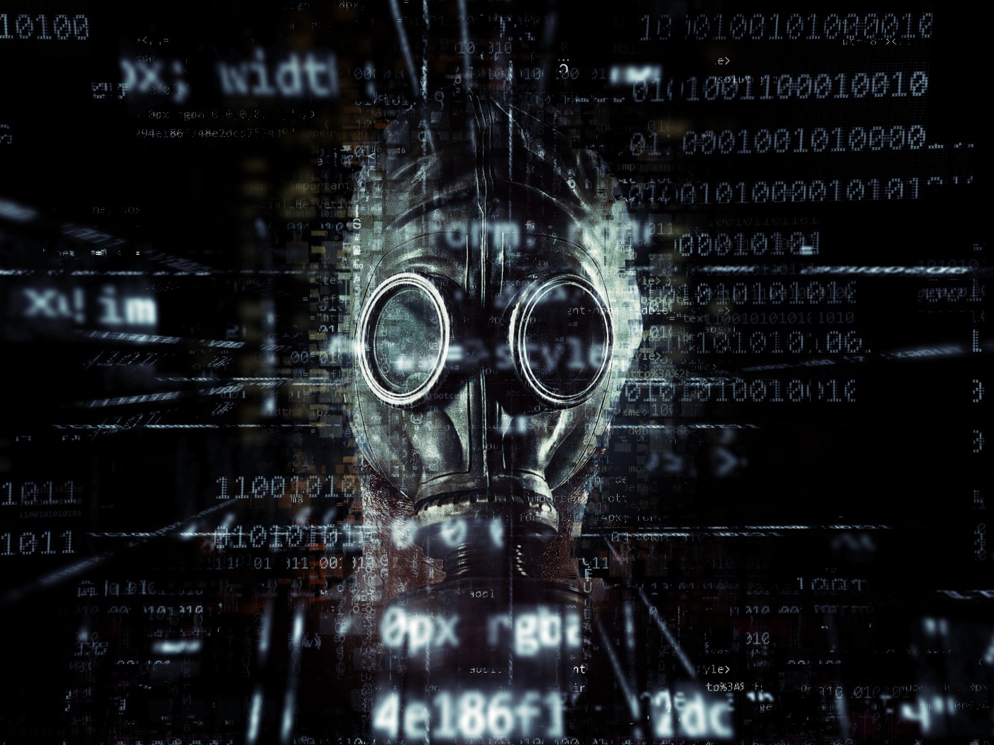 Газовая маска с на фоне числового кода