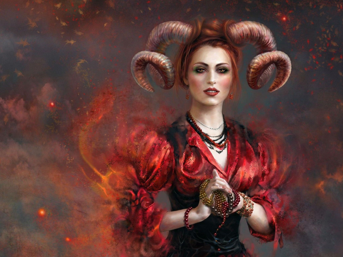 Фантастическая девушка козерог с украшениями в руках