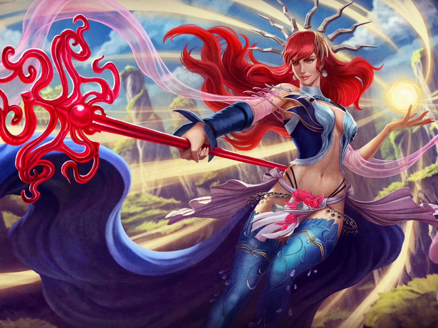 Фантастическая русалка с трезубцем в руках 