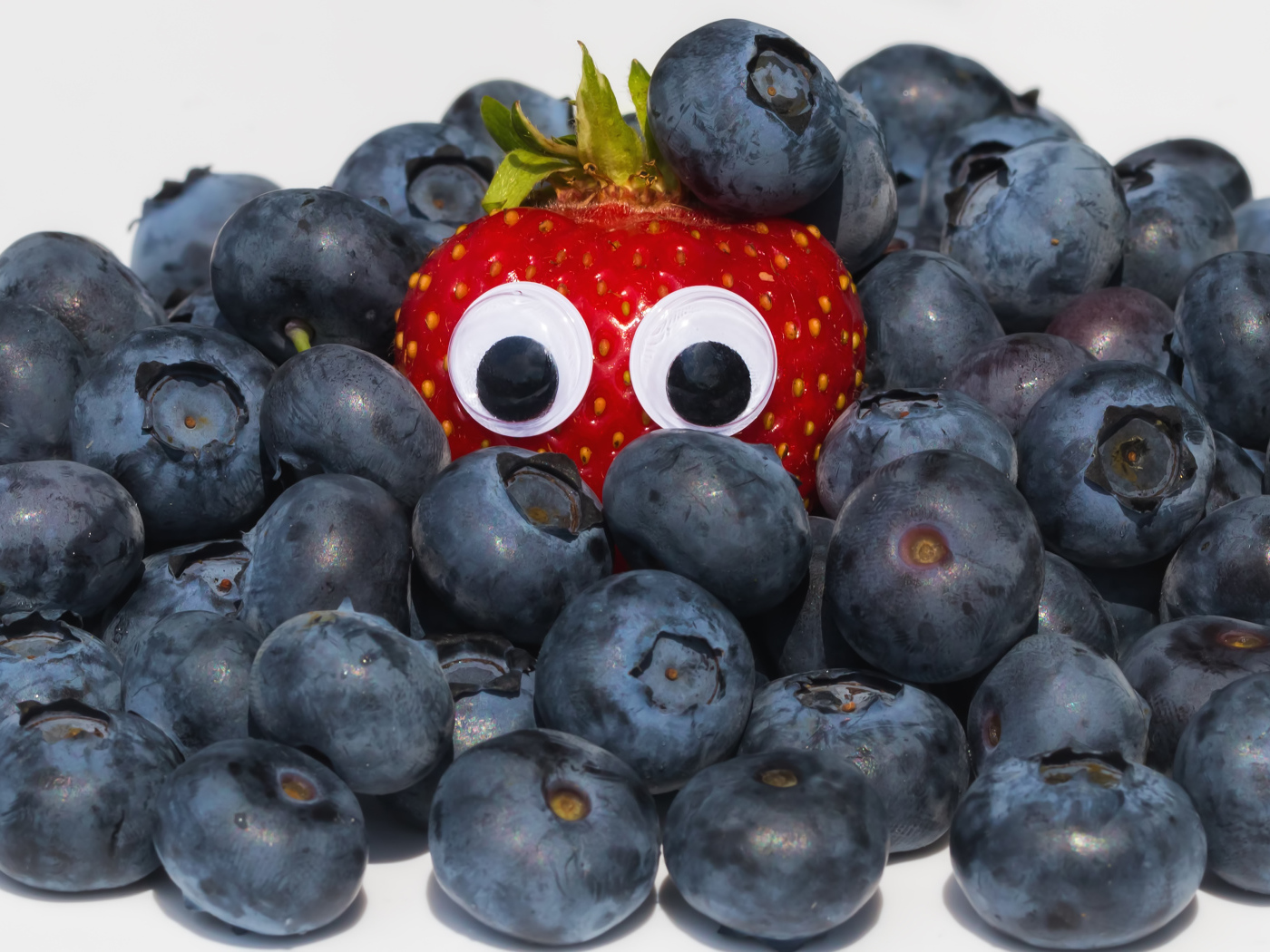 Ягоды черники на столе с клубникой 