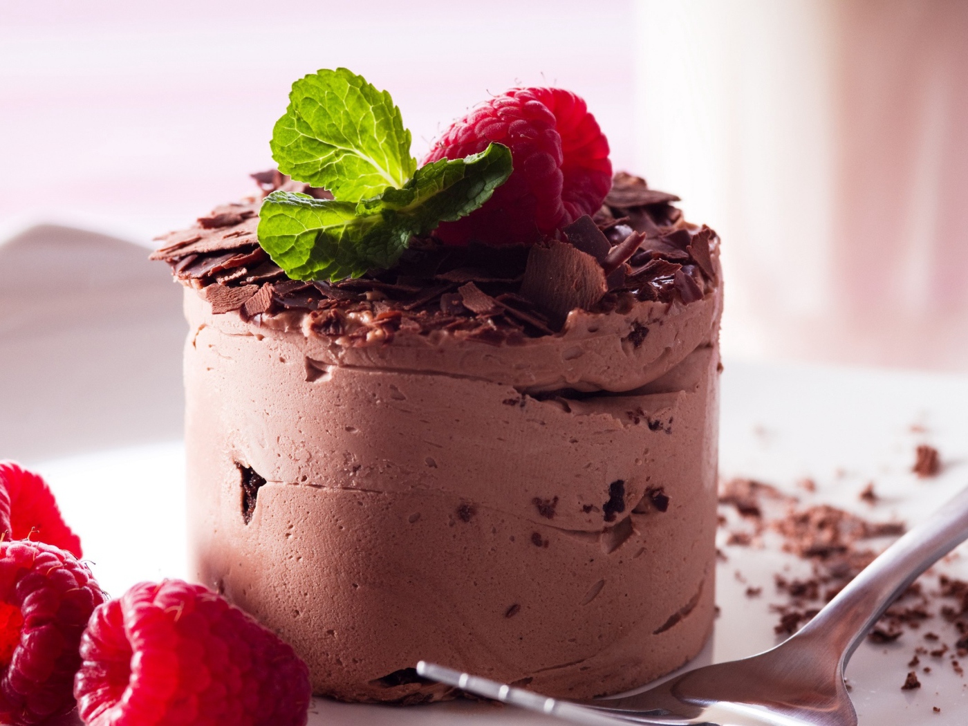 Кофейное мороженое с тертым шоколадом и ягодами малины