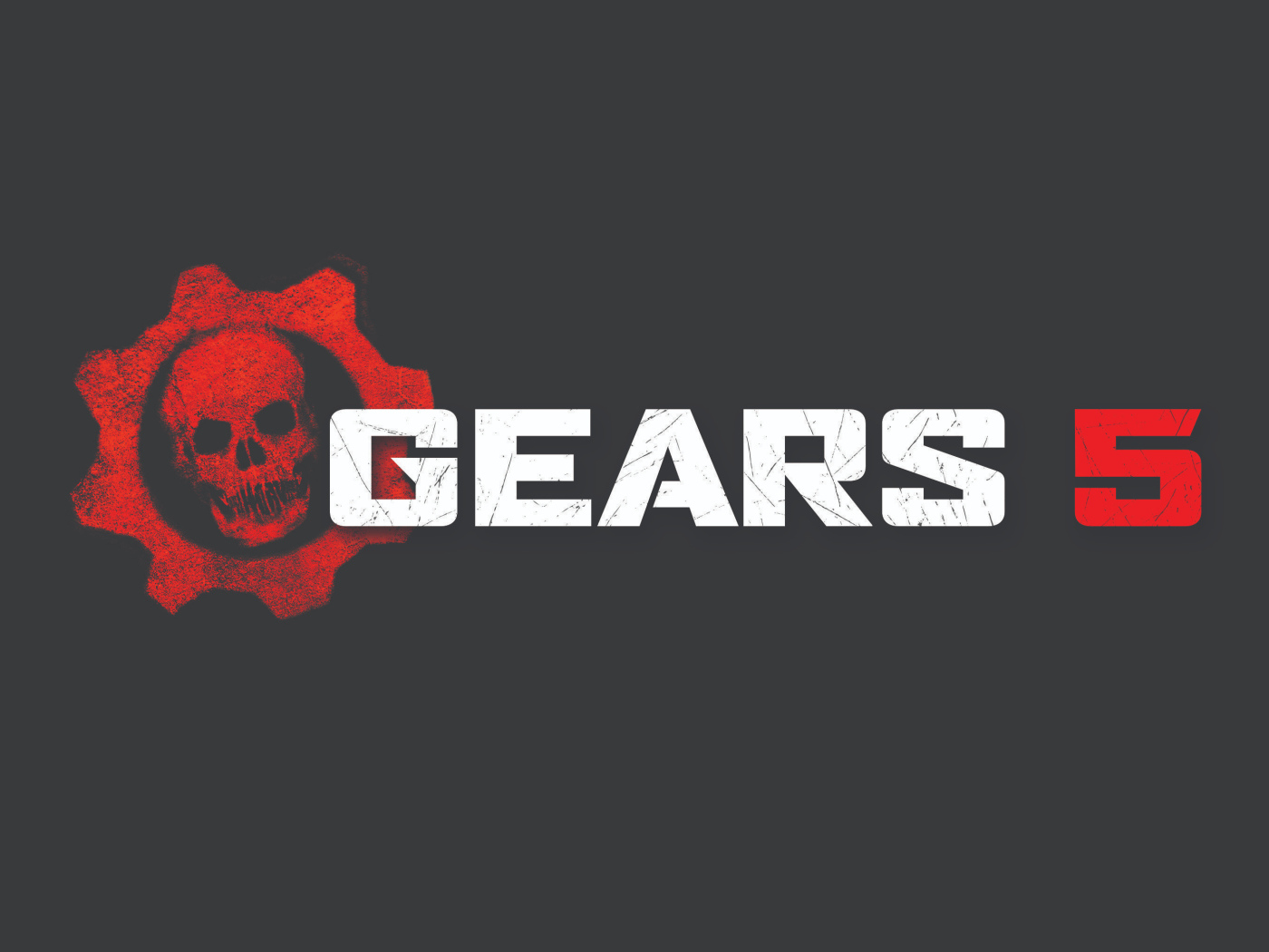 Логотип видеоигры Gears 5 на сером фоне