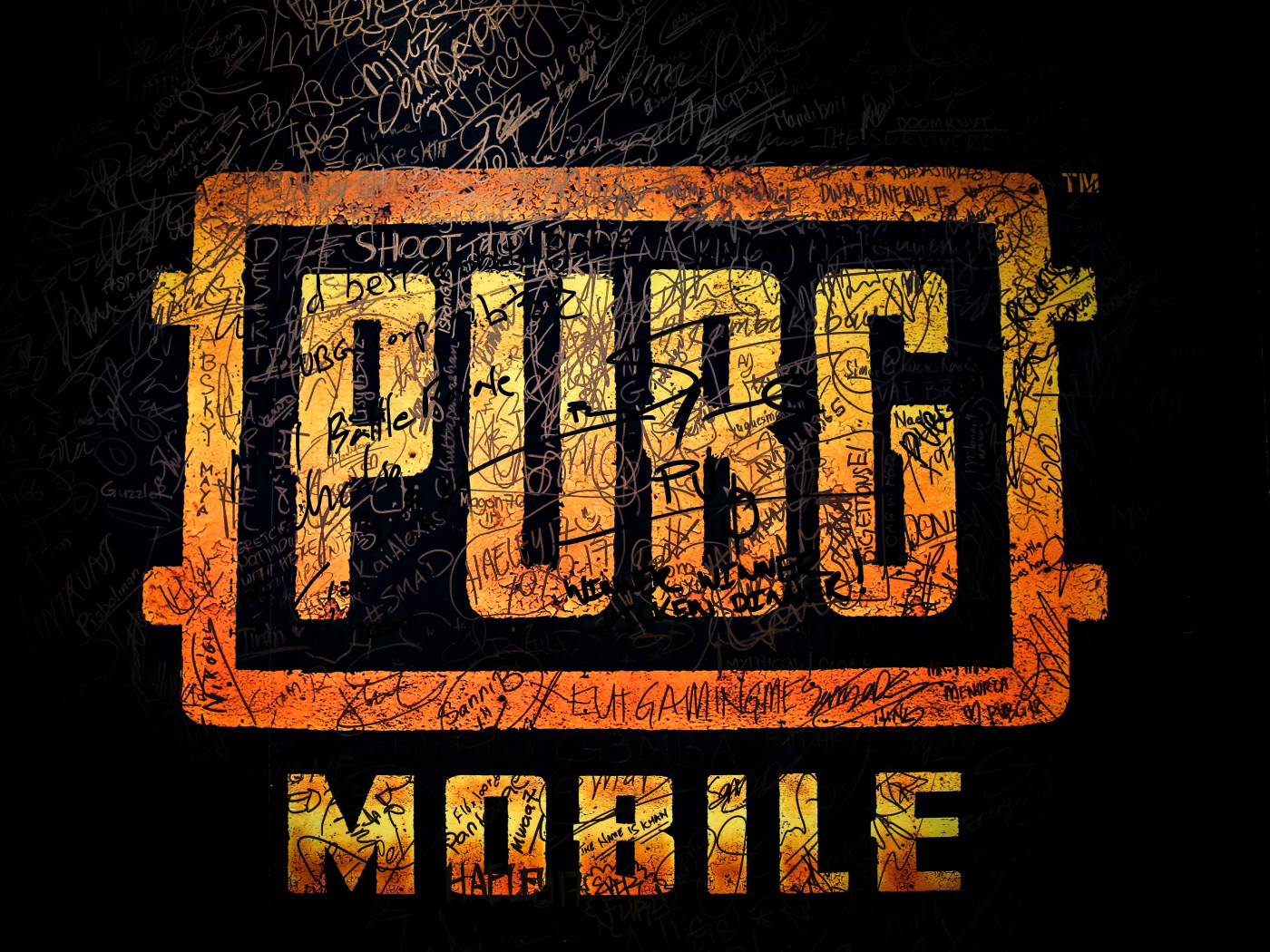 Логотип компьютерной игры  PUBG MOBILE на черном фоне