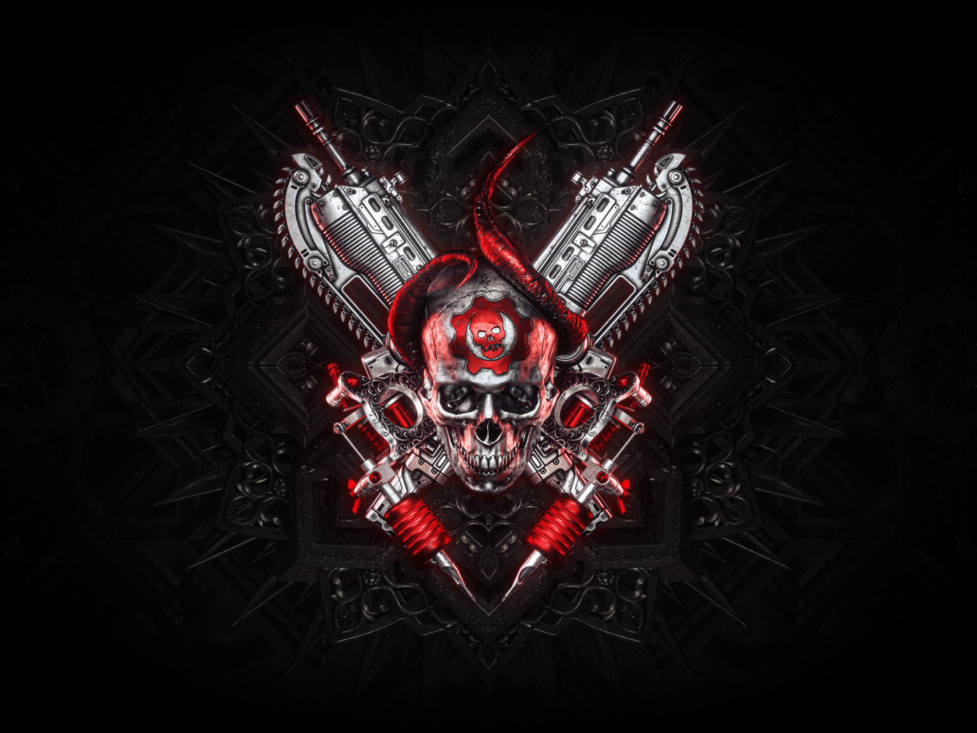Череп на черном фоне компьютерная игра  Gears 5