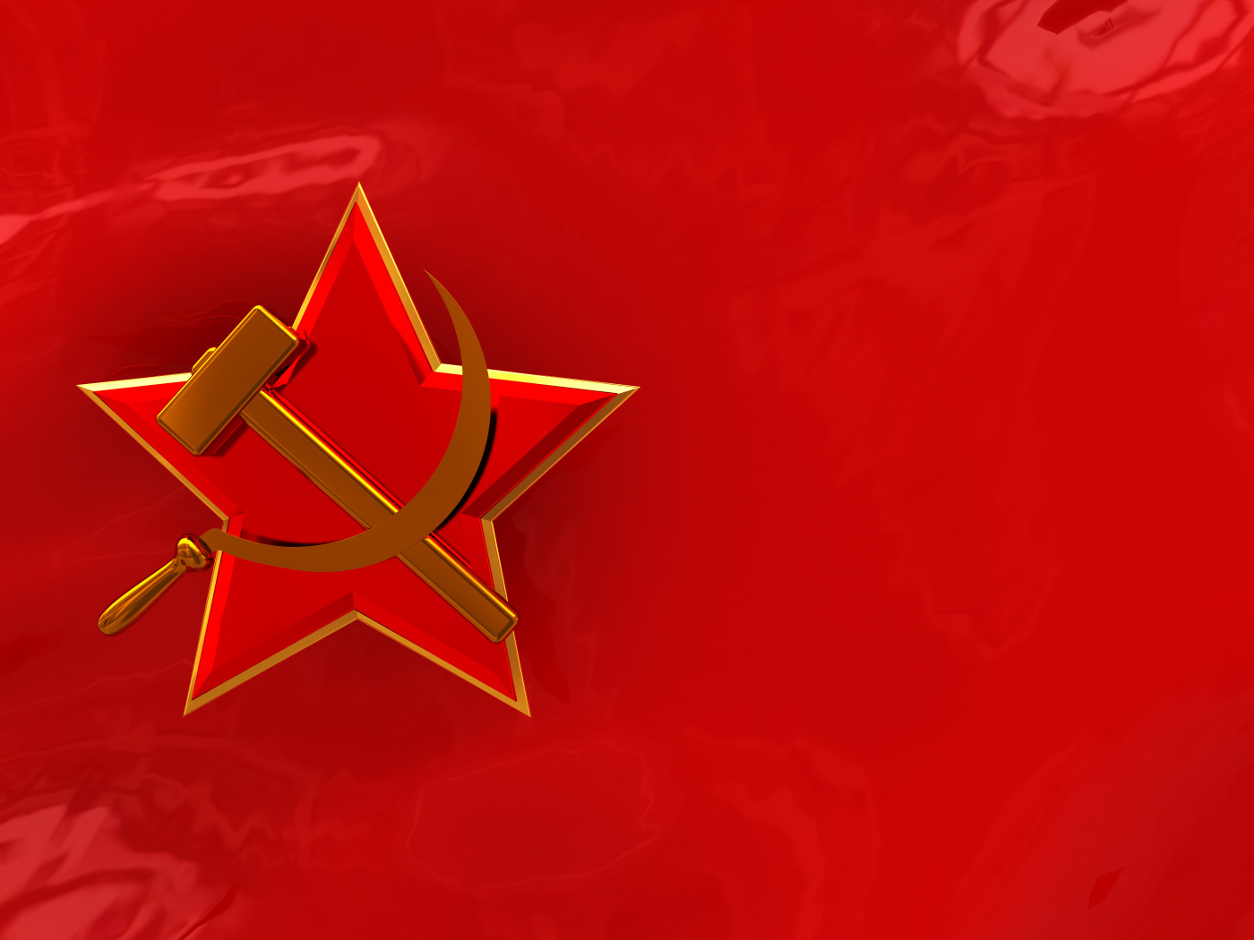 Красная звезда с серпом и молотом на красном фоне
