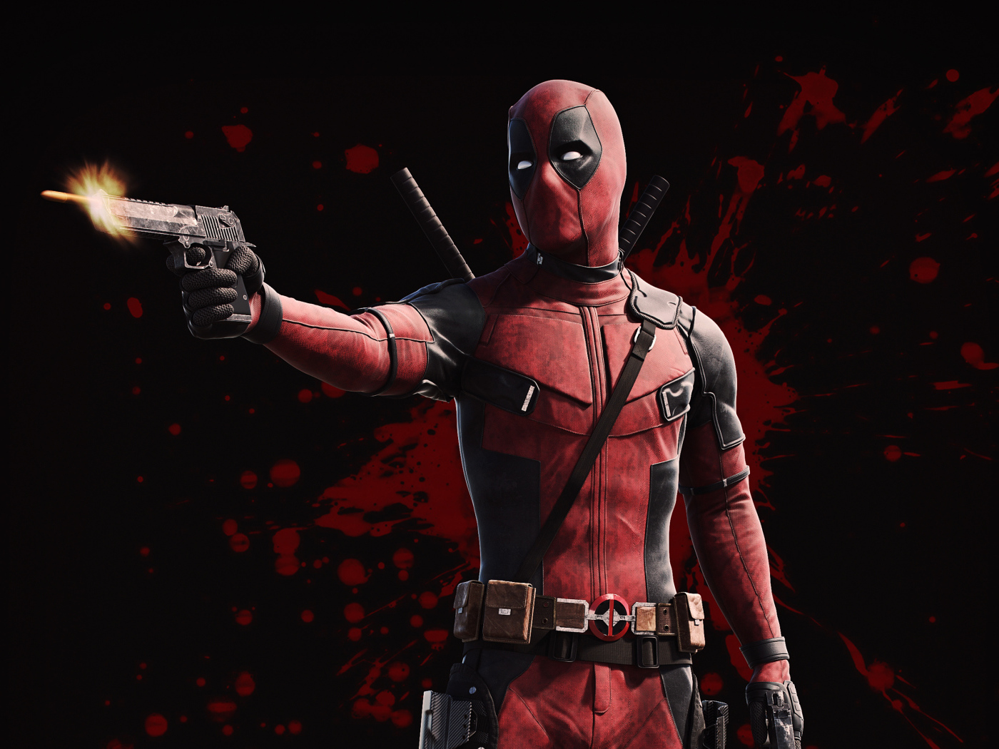 Персонаж комиксов Дэдпул с пистолетом