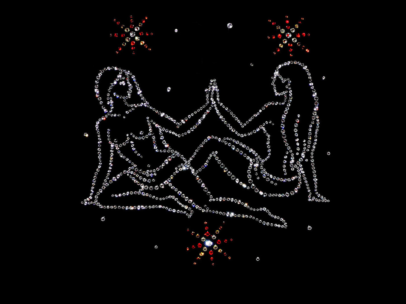 Shiny twins zodiac sign on a black background