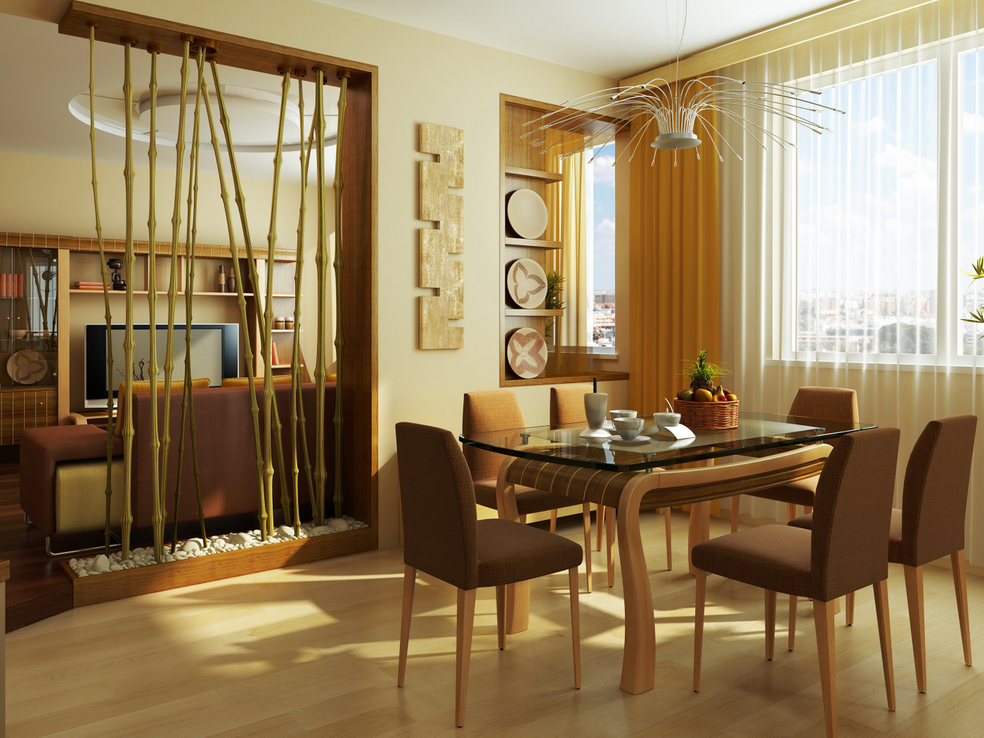 Dining area with dining table and chairs by the window