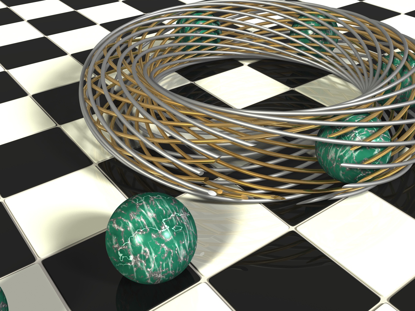 Шары в проволоке на шахматной доске