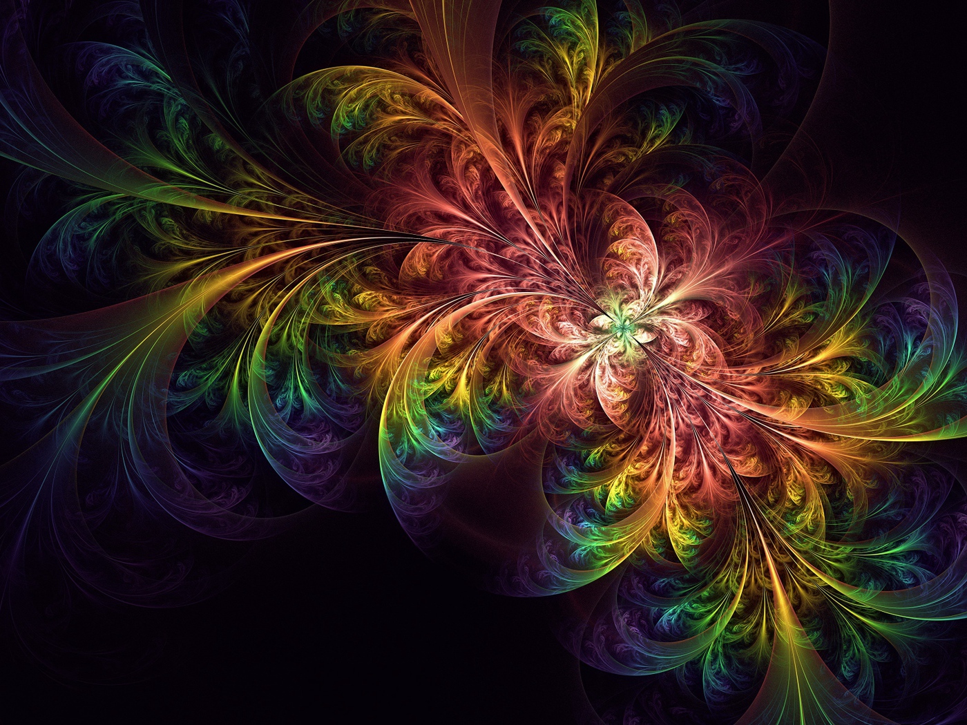 Красивый разноцветный абстрактный рисунок на черном фоне