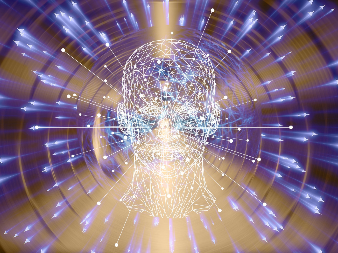 Лицо виртуального разума с белой паутины 