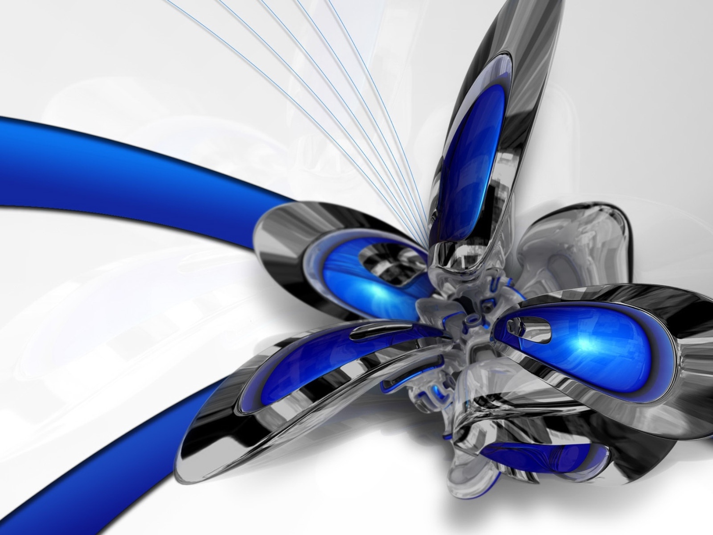 Футуристический серо - голубой цветок 