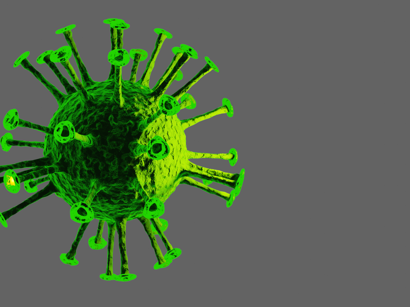 Зеленый вирус на сером фоне