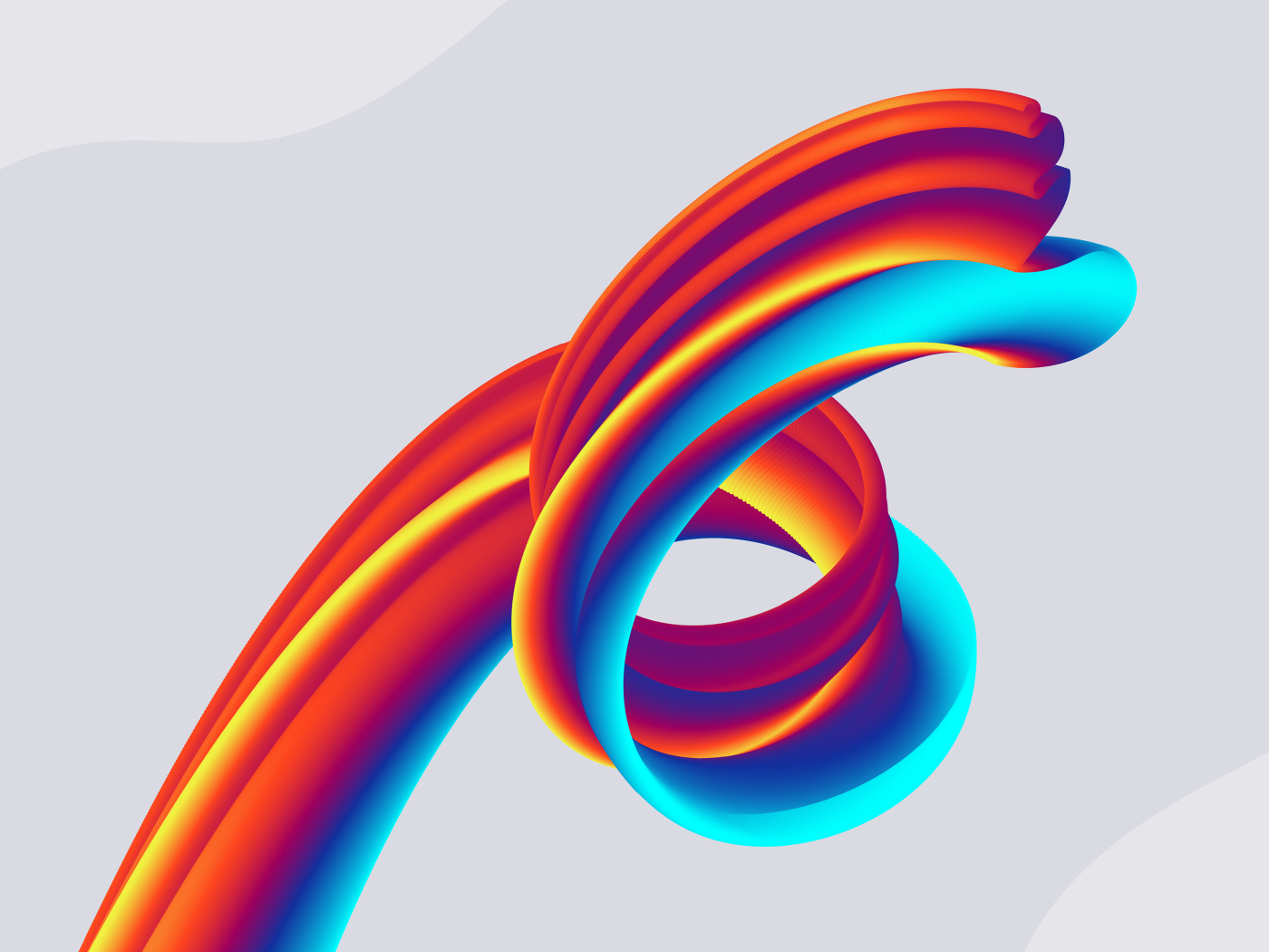 Разноцветные абстрактные волны на сером фоне