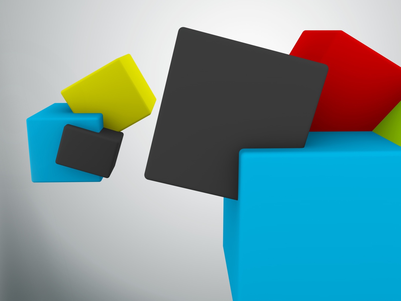 Разноцветные кубы на сером фоне