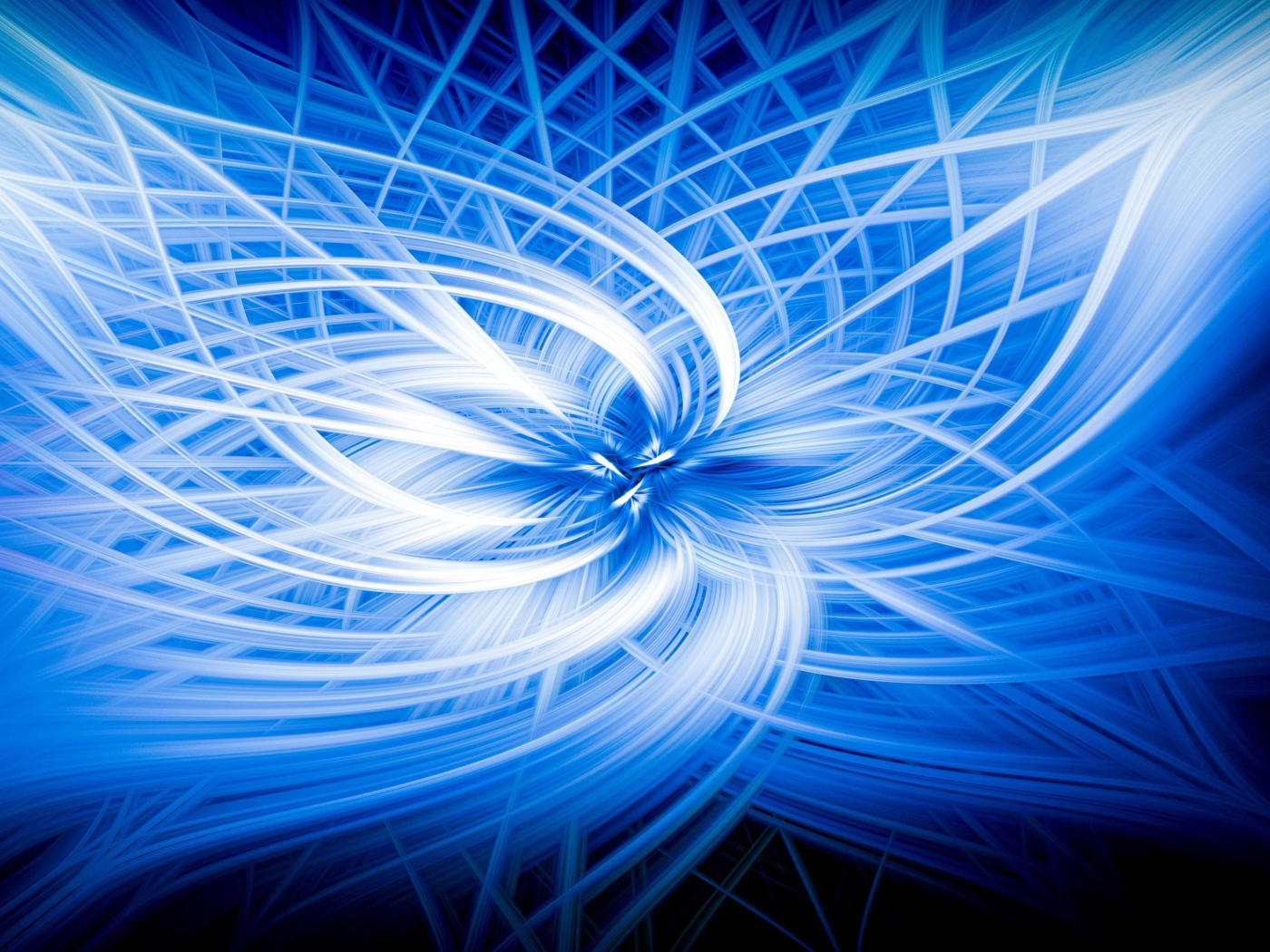 Неоновый голубой абстрактный цветок на черном фоне