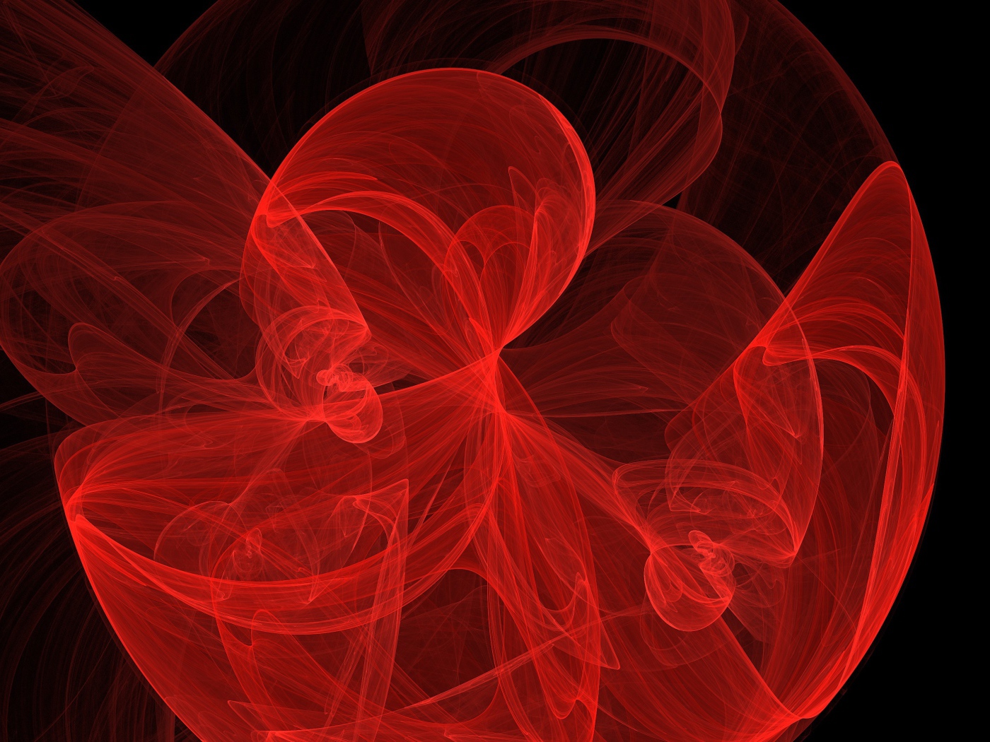 Красный фрактальный узорный рисунок на черном фоне